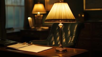 Desk Lamp, Office, Night, Papers, Study, Warm Light