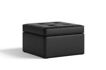 Elegant black leather ottoman stool for living room decor and seating with square design