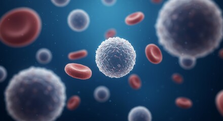 Naklejka premium Microscopic View of Blood Cells: A Detailed Look into the Human Body's Circulatory System