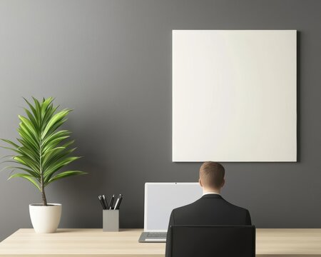 Hightech coworking space with a clean, minimalist virtual collaboration board