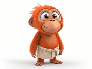 Fototapeta premium Adorable Cartoon Orangutan Monkey Wearing a Towel Cute Primate Character Illustration
