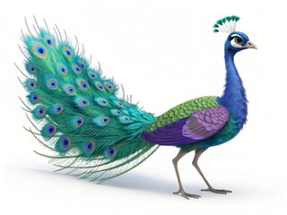Fototapeta premium Majestic Indian Peacock with Vibrant Plumage Displaying its Stunning Train Feathers