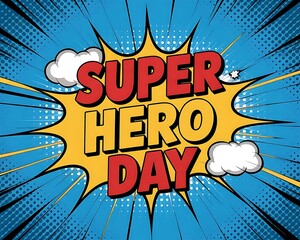 Super Hero Day Comic Book Style Graphic