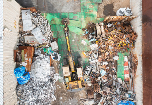Recycling Plant Aerial View of Waste Sorting