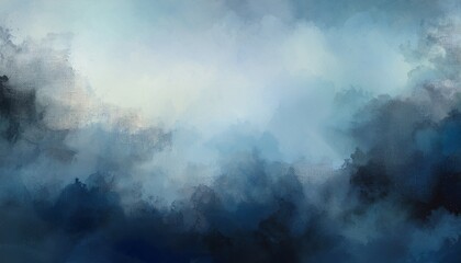 Obraz premium Watercolor background in navy and black painting with cloudy distressed texture grunge border, soft fog or hazy lighting and pastel colors. Generated image