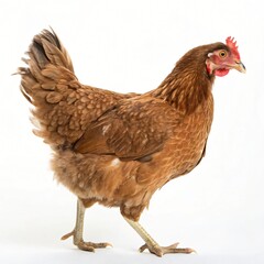 Fototapeta premium Brown Hen Domestic Fowl Poultry Farm Animal Isolated on White Background
