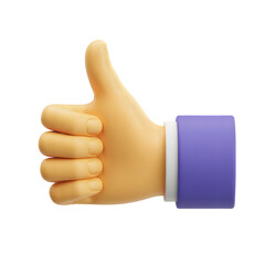 Thumbs Up Gesture: A realistic depiction of a hand giving a thumbs-up, rendered in a vibrant, studio-lit style
