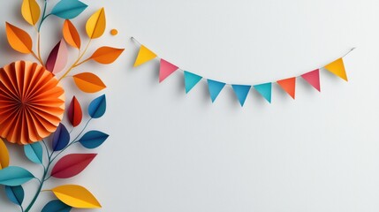 Vibrant Collection of Colorful Paper Flowers and Garland for Decoration