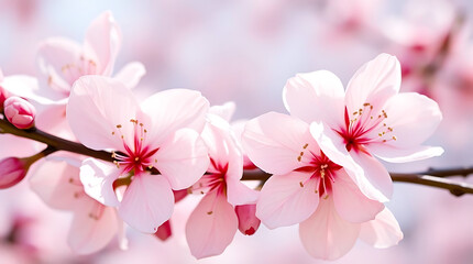 Fototapeta premium Delicate pink blossoms on branch, spring