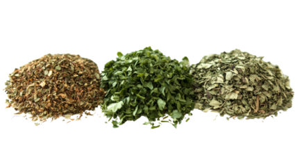 Selection of dried herbs, parsley, oregano, and sage, Transparent background, PNG file,