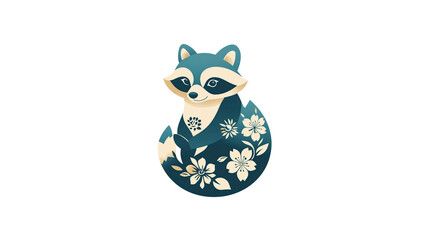 Fototapeta premium Adorable Raccoon with Floral Tail - Springtime Illustration