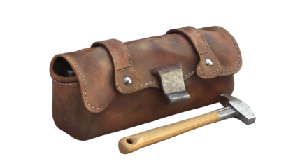 Tool bag essentials, hammer, screwdrivers, and wrench, Transparent background, PNG file