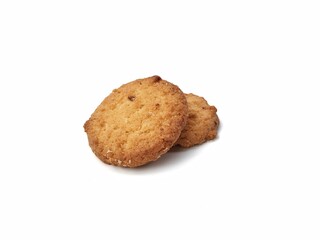 Pile of baked cookies isolated on white background 