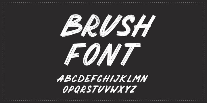 Brush font letter alphabet. Hand drawn typography chalk paint font brush alphabet. Handwritten kid chalk script texture stroke letter. Vector illustration.