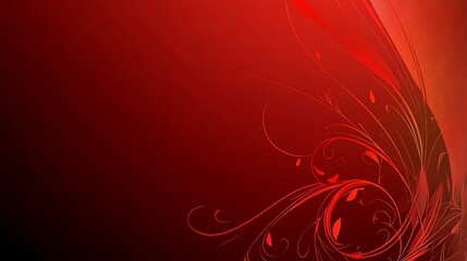 A red and black gradient background featuring elegant floral elements