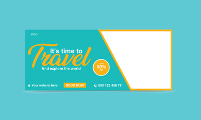 Travel social media business facebook page Cover timeline design banner vector template clean design. creative Cover for travel offers, web ads banner


