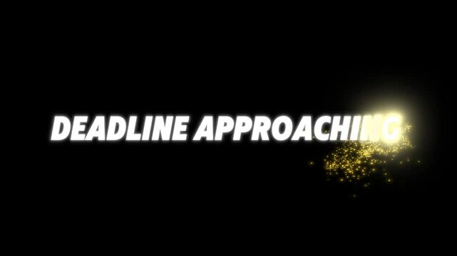 Deadline Approaching Warning 3D animated 4K video on black background.A captivating 3D text animation emphasizing an urgent deadline, displayed against a sleek black background for maximum visual.