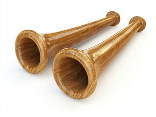 Elegant Wooden Horns on White Background in 3D Rendering, Perfect for Decorative and Artistic Uses