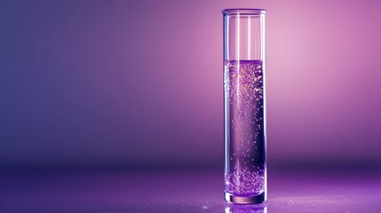 Purple liquid in test tube, lab setting
