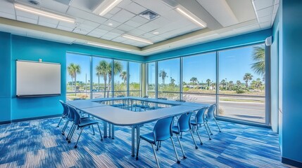 Modern classroom meeting sunny Florida