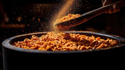 Person Mixing Fresh Ingredients in a Vibrant Culinary Scene Full of Flavor