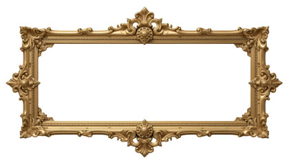 Vintage-style ornate gold frames, empty, isolated on transparency.
