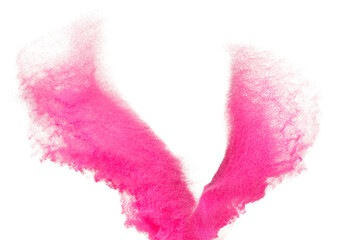 Pink Sand Storm desert with wind blow spin swirl around. Pink sand tornado storm with high wind. Fine Sand circle around, White background Isolated throwing particle element object