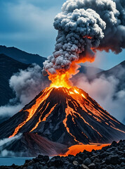 A magnificent volcanic eruption scene