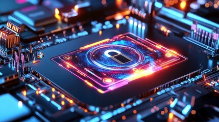 Fototapeta premium Cyber Security: Data Protection Lock - Cybersecurity