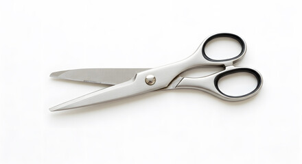 Fototapeta premium Sleek Silver Scissors on White Background: Studio Shot