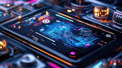 Obraz premium Futuristic Tech HUD Interface Screen - Futuristic Technology