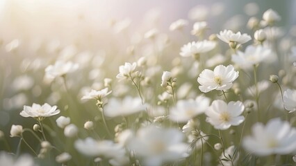 Serene White Wildflowers &ndash; Soft Pastel Nature Photography"