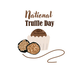 National Truffle Day. Сhocolate truffles on a White background. Truffles Day Poster, May 2.