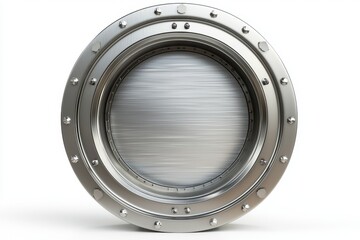 Isolated image of a sleek metallic bank vault door, perfect for financial themes.
