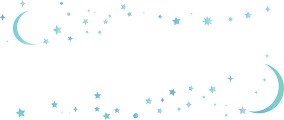 青色のキラキラした背景イラスト　星　月　夜	