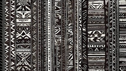 Tribal Pattern Textile Background in Bold Black & White – Rustic Ethnic & Cultural Design