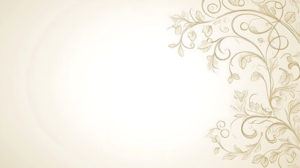 Obraz premium Decorative floral swirls and leaves adorn a pale cream colored background