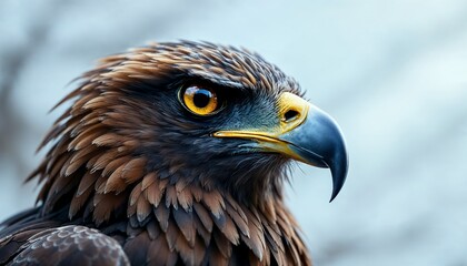 Fototapeta premium Golden Eagle Close-up Showing Majestic Plumage and Piercing Yellow Eye