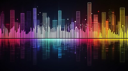 Neon Cityscape Soundwave Reflection.