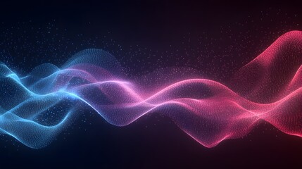 Abstract depiction of a colorful undulating particle wave in space