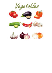 vegetable set on white backgroud