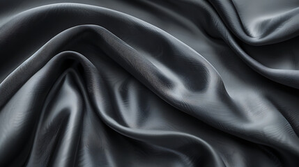 Obraz premium Luxurious dark gray silk fabric drapes elegantly, creating a sophisticated and opulent texture, perfect for fashion and design projects
