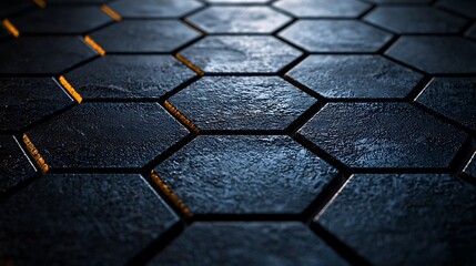 Dark Metallic Hexagon Tile Texture Background
