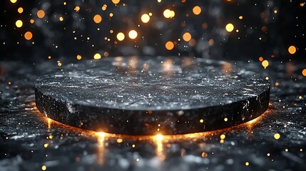 Dark Platform with Golden Sparks Product Display