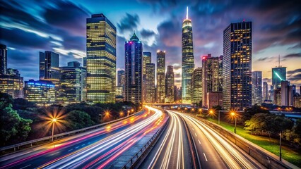 Long Exposure Cityscape: Iconic Towers at Night