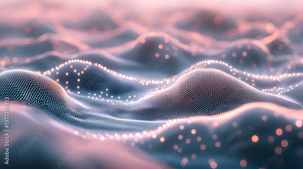 Poster dynamic neural network waves digital background wallpaper abstract visualization futuristic environm