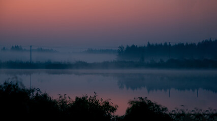 Lake on an autumn morning. Autumn landscape. Background for relax.