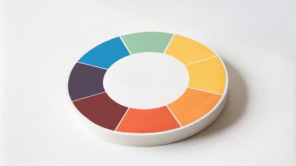 Obraz premium Modern pie chart with clean sections on a white background, clear copy space for customization, strategy focus.