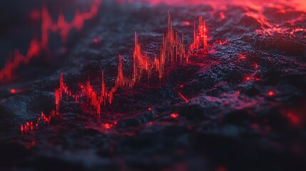 Dark Volcanic Landscape with Fiery Spires