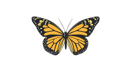 Obraz premium Vibrant Monarch Butterfly Illustration - Isolated on Black